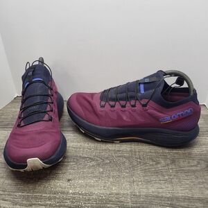 Salomon Pulsar Trail Pro Womens Sz 9 Running Shoes Quick Lace Maroon Purple